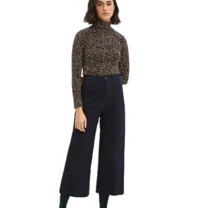 Frank & Oak Josephine Wide Leg Crop Pant  Navy Blue Size 2